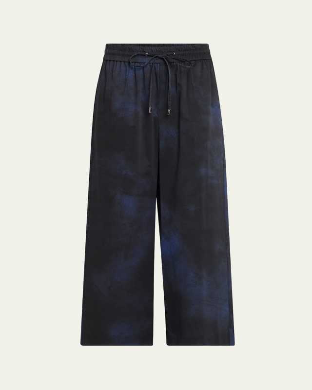 Printed Drawstring Canvas Pants